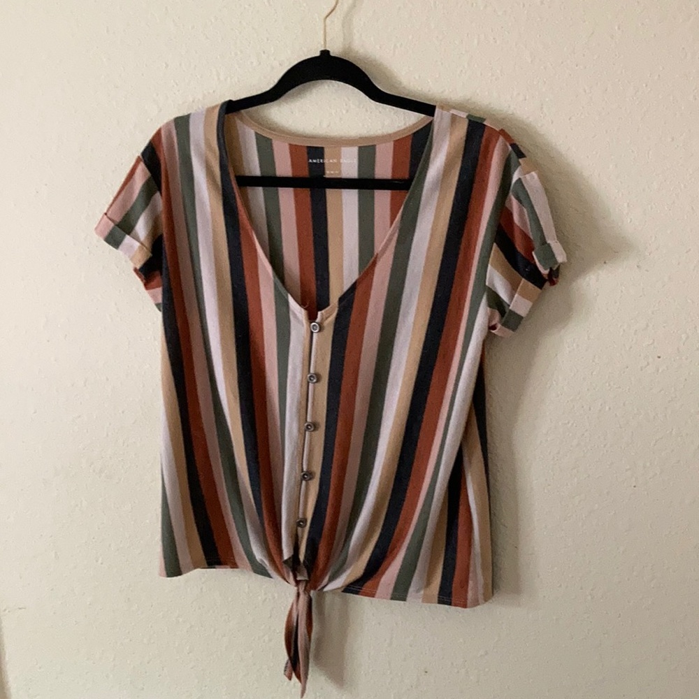 American Eagle Stripped Button Down Tee